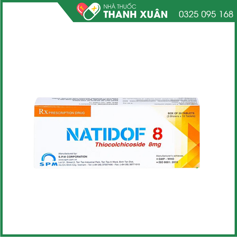 Natidof 8 trị co thắt gây đau trong bệnh thoái hóa đốt sống, đau lưng